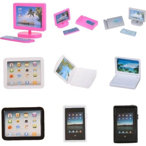 1:12 Scale Laptop Mini-Tablet Computer Toy Dollhouse Miniature Toy Doll Food Kitchen Living Room Decoration Accessories