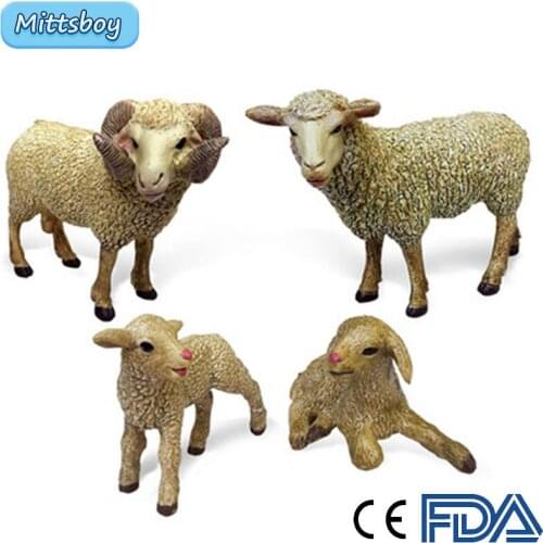 Simulation Wild Animal Zoo Farm Model Toy Cub sheep mother sheep Action Figure Cognition Educational Toy for Childrens Toy Gifts