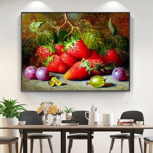 Fruit DIY 11CT Embroidery Cross Stitch Kits Needlework Craft Set Printed Canvas Cotton Thread Home Decoration For Wholesale