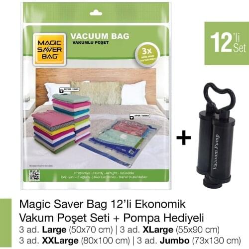 12'li Eko Vacuum Bag Set + Pump Gift