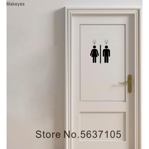 Makeyes Toilet Door Sticker Decals Home Bathroom Wall Decor Vinyl Wall Stickers Idea Man Woman Toilet Door Murals Wallpaper Q077