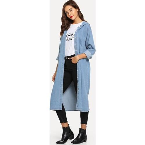 2021 Autumn New Loose Oversized X-Long Womens Trench Coat One Breasted Lady Cloak Windbreaker Spring Fall Outerwear Blue Jacket