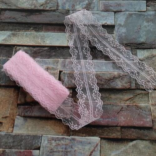 Wholesale 10 Yards 35 MM Width Pink Bilateral Lace Ribbon For Sewing Decoration DIY jewelry Clothing Accessories