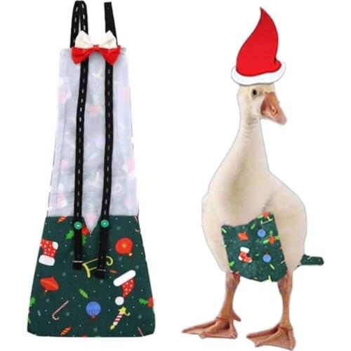 Y5GB Pet Diaper Nappy Poultry Clothes for Goose Duck Hen Chicken Fashionable Christmas Print Elastic Shoulder Straps Diapers