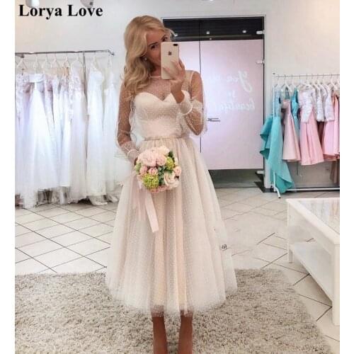 Pink Prom Dresses 2020 Women Party Night Tulle Long Vestidos De Gala Long Sleeves Evening Dress A-Line Illusion Robe De Soiree