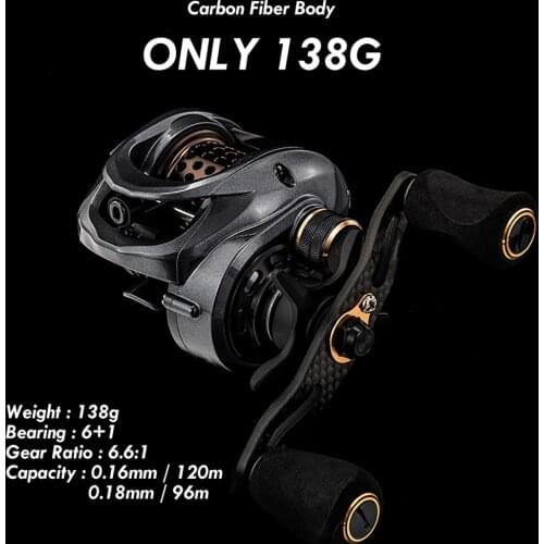 2020 Spinning Reel Fishing Reel PW100 6.6:1 9.3KG 6+ Carp Baitcast Casting Carbon Fiber Body Fishing Reels