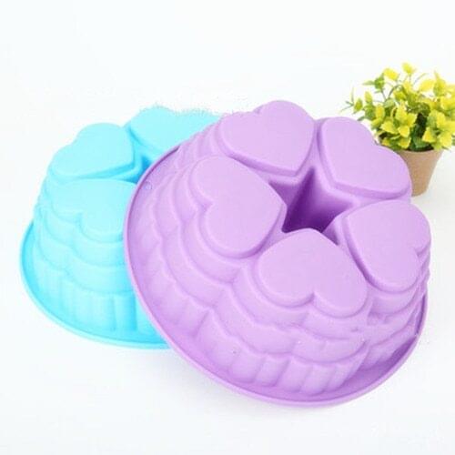 Silicone Cake Mold Middle Hollow Heart Shape Round Baking Plate DIY Tools