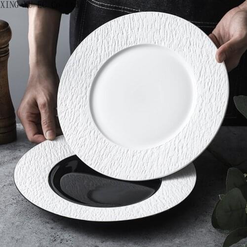 Nordic Simple Stone Grain Western Steak Plate French Food Cake Dessert Pasta Plate Set Plate Tableware Breakfast Plate Tableware