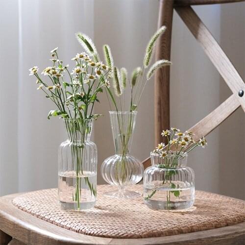 Nordic Glass Flower Vase Bubble Bottle Shaped Flower Bottle Home Decor Creative Transparent Hydroponic Vase Wedding Table Decor