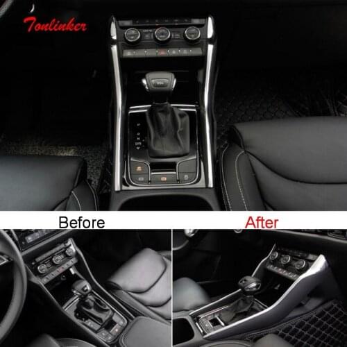 Tonlinker Cover case Sticker For SKODA KODIAQ 2017-18 Car styling 2 pcs ABS Center console Gear beside position Cover Stickers