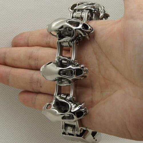 Heavy dinosaur skull motorcycle 22cm 193.8g 33mm width 316L stainless steel bracelet