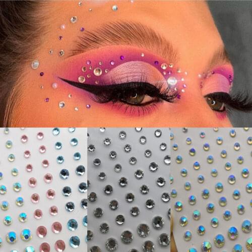 Party Festival Makeup Decoration Face Body Colored Diamonds Jewels Pearls Stickers Self Adhesive EyeShadow Acrylic Sticker
