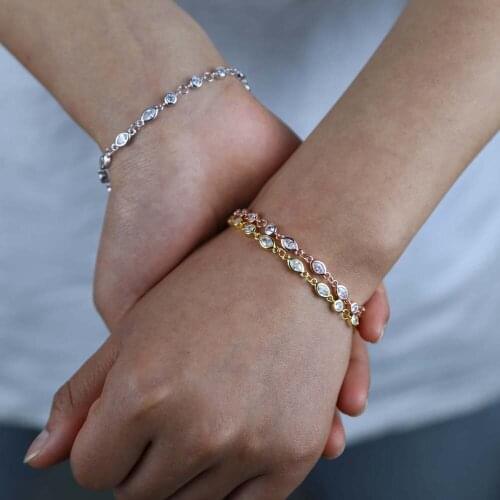 Limited Direct Selling Mix Three Color Aaa Cubic Zirconia 16+5cm Ladies Women Fine 925 Sterling silver Wedding Sparking Bracelet