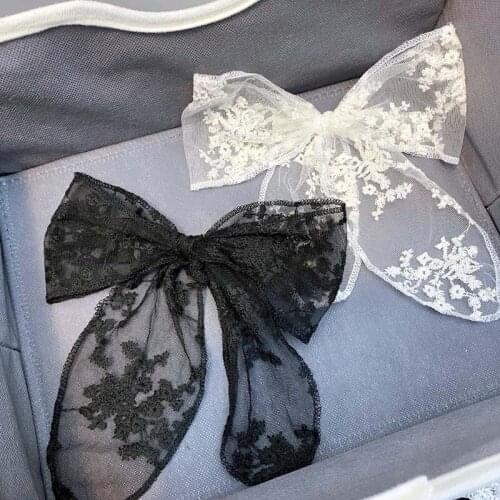 Women Girls Cute Hair Rope Lace Flower Bow Ribbon Hair Ornament Big Lace Flower Bows Hair Ring Women Fashion Hair Accessories