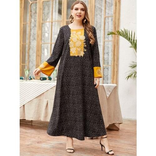 Plus Size 2021New Embroidery Elegant Robe Femme Fashion Muslim Dubai Islam Abayas East Loose Dress Clothing Women Maxi Dresses