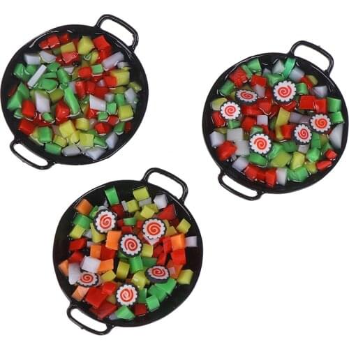 1:12 Dollhouse Miniature Mini Wok Meal Sushi Vegetables Candy Food Kitchen Toy For Forest Animal Family Collectible Kids Gift