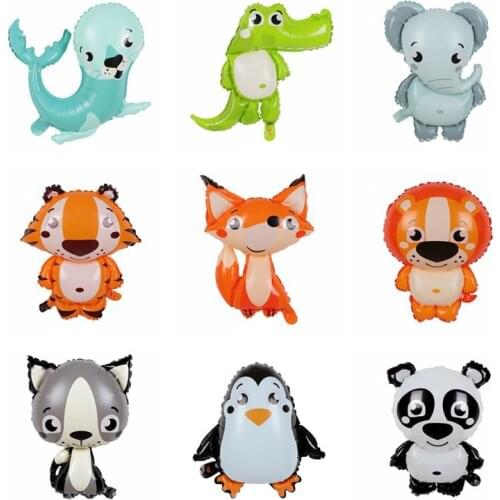 1 Set Of Jungle Cartoon Animal Balloon Rabbit Fox Penguin Hippo Tiger Crocodile Aluminum Foil Balloon Zoo Party Childrens Toy