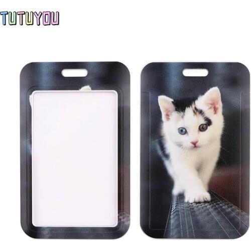1pcs PC3040 Cute Animal Cat Card Holder ID Holder Bus Card Holder Staff Card Hang Rope Lariat Lanyard For Friend Child