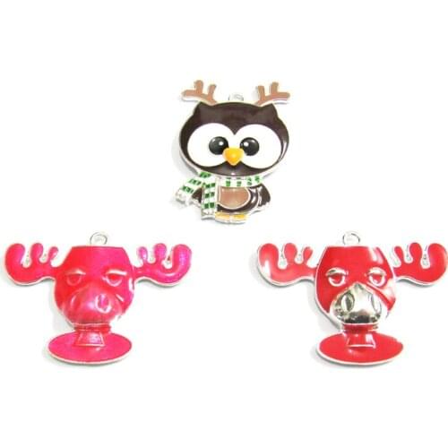 Newest 10pcs/lot All Enamel Christmas Moose Cup /Owl Pendants For Fashion Kids Necklace Design