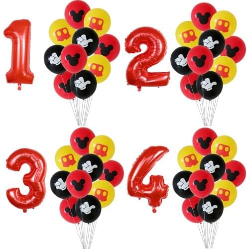 11pcs/set Red Black Yellow Palm Latex Balloons 30inch Number Foil Air Globos Kids Birthday Party Decoration Baby Shower Kids Toy