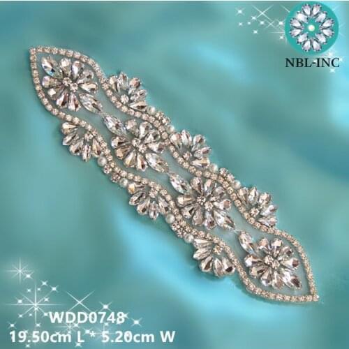 30PCS )Wholesale bridal hand beaded sewing crystal rhinestone applique iron on for wedding dresses WDD0748