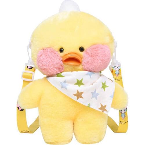 30cm Cartoon Cute LaLafanfan Cafe Duck Plush Bag Stuffed Soft Kawaii Duck Stuffed Animal Backpack Birthday Gift for Kids Girls