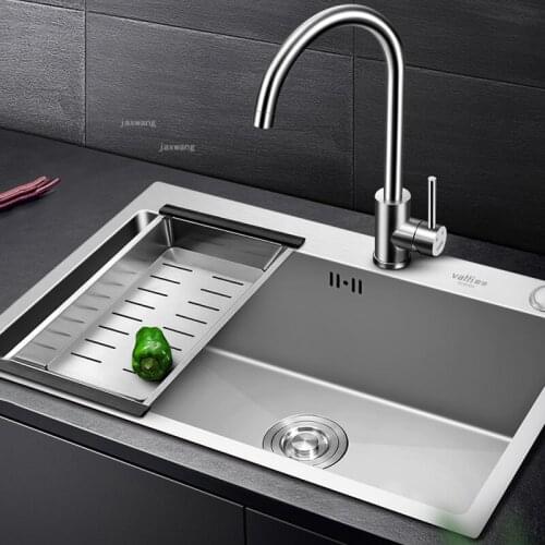 304 Stainless Steel Kitchen Sink Set Handmade Single Basin Above Counter Bowl Home Improvement Dishwasher with Drain Accessories