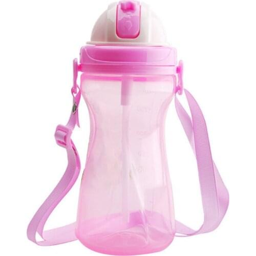 400ml Cartoon Kid Drinking Cup with Straw Sling Rope Portable BPA Free PP Children Feeding Bottles Sippy Training Infantil