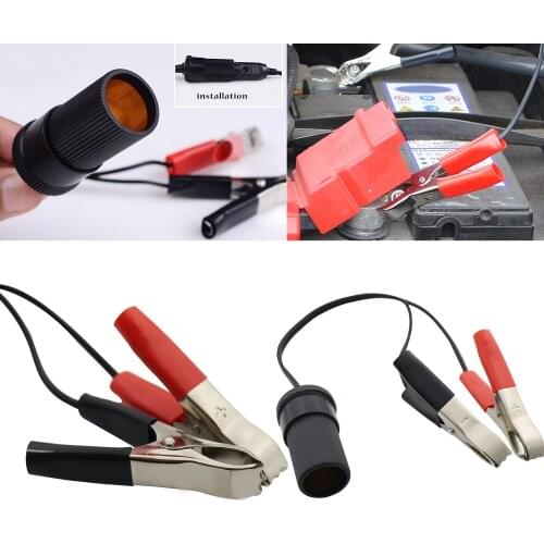 12V DC Car Motorcycle Battery Terminal Clip Adapter Plug Cigarette Lighter Socket Wire Auto Accessories