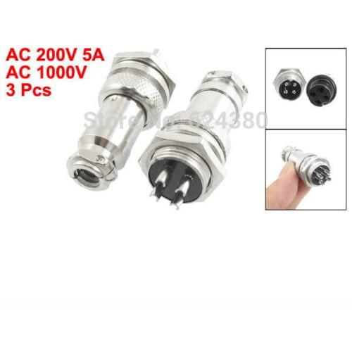 Aviation Plug Socket Circular Connector 4-Pin 4P 16mm Male Female Panel Mount for Audio CNC Stepper Motor x 3 Pcs / Lot Discount