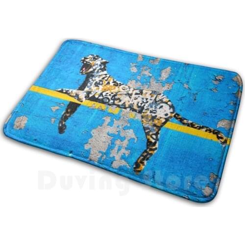 Banksy Leopard Carpet Mat Rug Cushion Soft Banksy Leopard Blue Street Art Graffiti Artist Vandal Activist Satirical