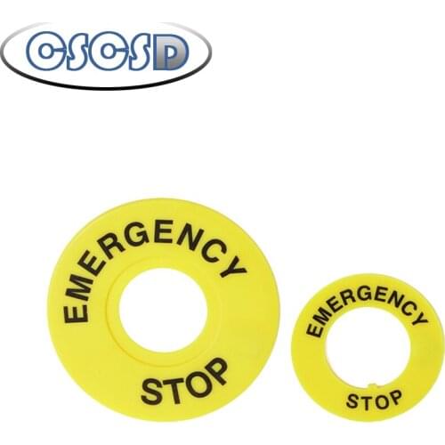 CSCSD Large emergency stop button switch 22mm button label frame emergency stop warning circle sign stop 40/60mm 100 pieces
