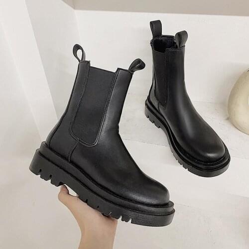 Chelsea Boots Woman Heels Platforms Long Boots for Women Nice Designer Chunky Shoes Woman Booties Black Shoes Women Booties Pop