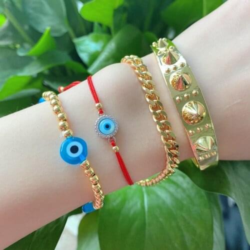 5Pcs/lot Woman Gift 2021 Friendship Eey Beads Rivet Bangles Bracelet