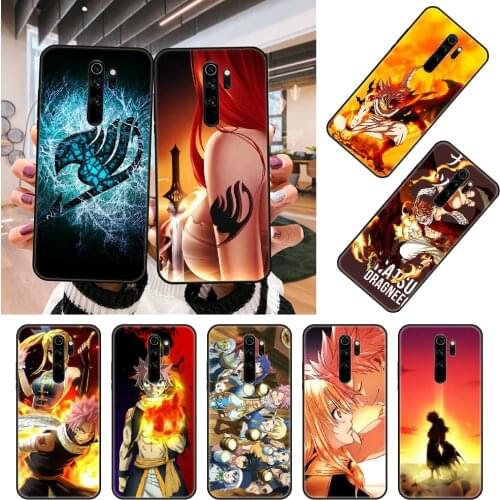 Phone Case For Xiaomi Redmi Note 8 8T 7 7A 9 9A 9S 8A 4 5 6 Pro Black Cover Back Tpu Bumper Art Coque Trend Manga Fairy Tail