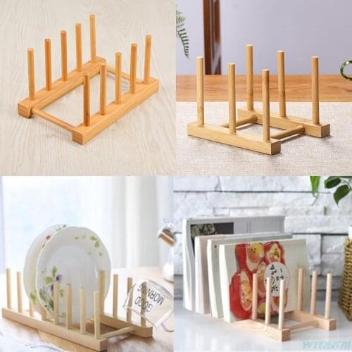 Wooden Kitchen Plates Cups Layer Bamboo Dish Stand Display Drying Dryer Holder Drainer Storage Rack Shelf Book Organizer