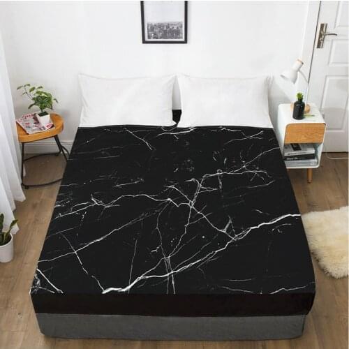 Elastic fitted sheet bed sheet With An Elastic Band 150x200/180/200/160x200 Mattress Cover Bed cover 1pc Black White