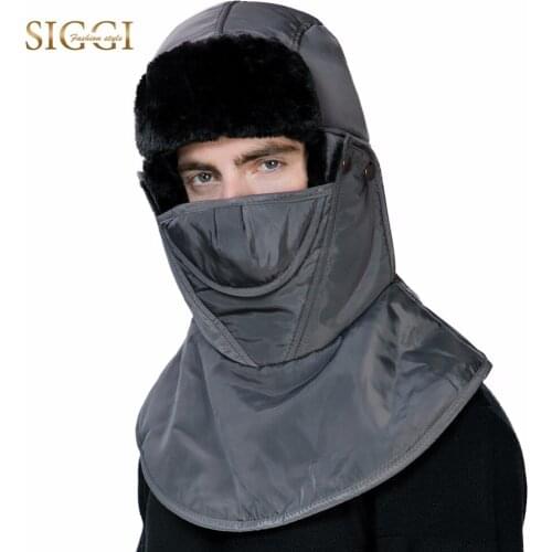 FANCET Outdoors Unisex Faux Fur Bomber Hats 3 Styles Adjustable Warm Detachable Mask Waterproof Winter Farming Hats 89142