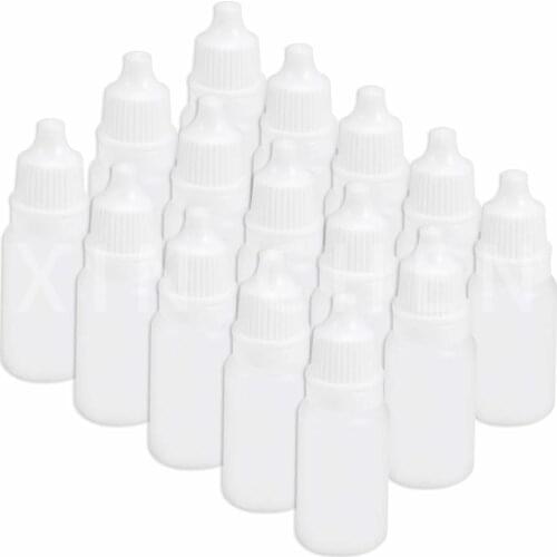 20pcs 10ml Liquid Dropper Bottles Transparent Squeezable Eluquid Juice Container Empty Plastic PE Bottles with Leakproof Caps