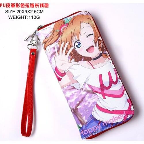 Anime LoveLive Colorful Long style PU Wallet of Honoka Kousaka Card Holder With Zipper Money Bag for Cosplay Collection