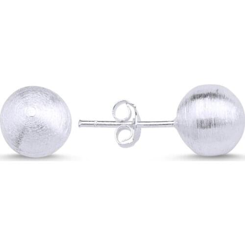 KUTAYDAN 8mm Broseli Ball Earrings 925 Sterling Silver