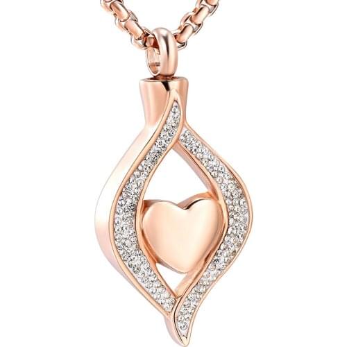 LL019 Cyrtsal Teardrop Stainless Steel Keepsake Jewelry Hold Engrvable Heart Cremation Urn Pendant Necklace For Memorial Ashes