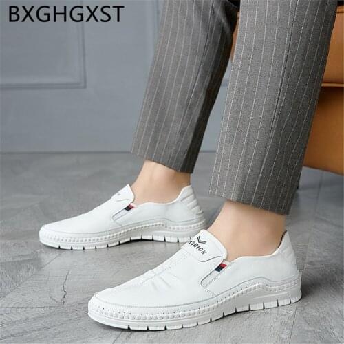 Loafers Men Shoes Leather White Shoes Men Brand Formal Dresses Genuine Leather Shoes Men Slip on Zapatos Casuales De Los Hombres