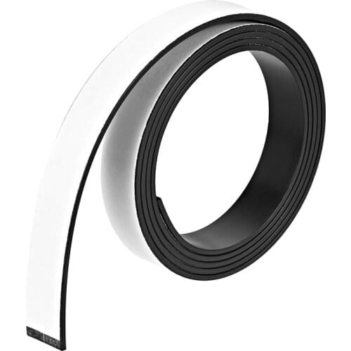 Uxcell Magnetic Strip with White Adhesive Tape 3.3 Feet Black