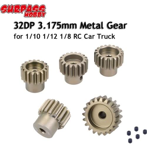 3Pcs 32DP 3.175mm 12T 13T 14T 15T 16T 17T 18T 19T 20T 21T Metal Pinion Motor Gear Set for 1/10 1/12 1/8 RC Car Truck