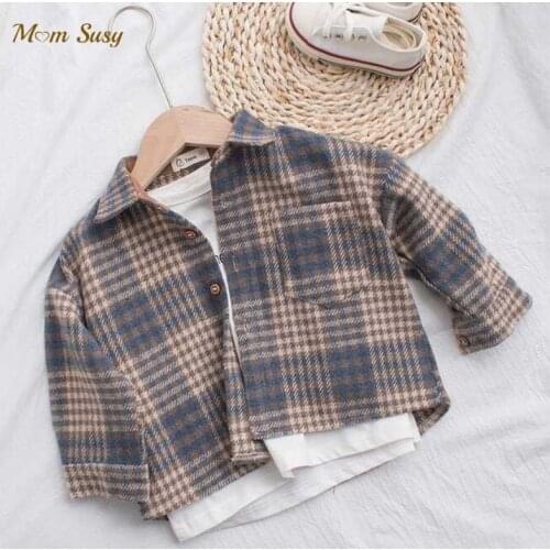 Fashion Baby Girl Boy Plaid Shirt Jacket Warm Child Shirt Thick Loose Outfit Cotton Spring Autumn Baby Casual Clothes 2-8Y