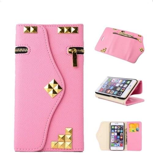Fashion rivet womens Card holder & phone wallet for Iphone 6 (4.7')