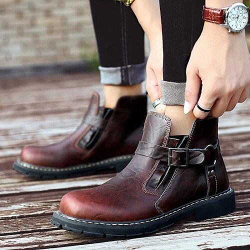 2021 Martin Boots Mens Tooling Boots British Style To Help High-top Leather Shoes Trend Korean Version of The Wild Retro