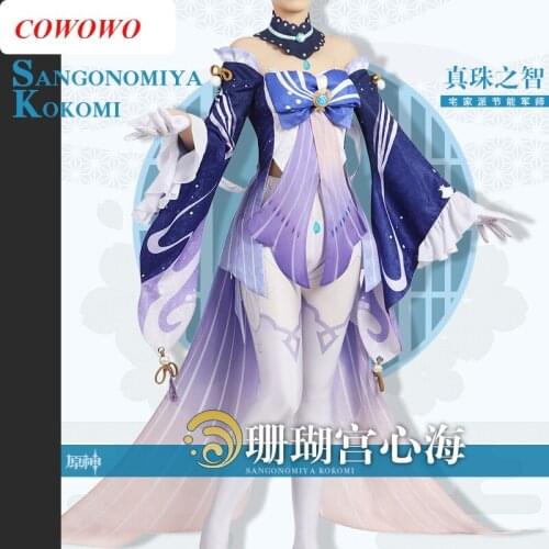 [Customized] Anime! Genshin Impact Sangonomiya Kokomi Game Suit Uniform Cosplay Costume Halloween Party Role Play Outfit Women
