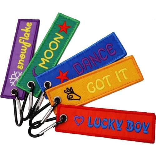 Custom Cute Crown Heart Stars Embroidered Name Tags Keychain